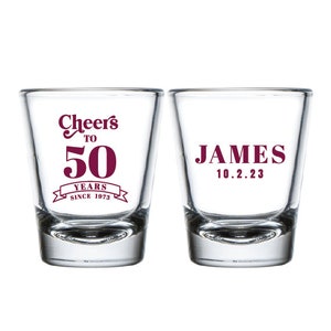 Custom Shot Glasses for Birthday Parties, 50th Birthday Shot Glasses, Custom Birthday Shot Glass Favors, Customized Birthday Shot Glasses