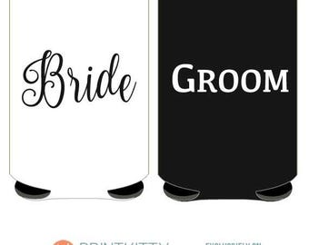 Bride and Groom Can Cooler SET Bachelorette Party Can Coolers - Funny Can Coolers - Can Huggers - Free Shipping. BrideGroom1 (30)