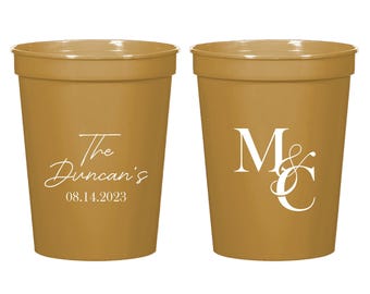 Custom Wedding Stadium Cups, Personalized Stadium Cups for Wedding, Custom Wedding Plastic Cup Favor, Custom Plastic Cup Wedding Favor (319)