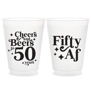 50th Birthday Frosted Cups, Personalized Birthday Frosted Cup, Frosted Cups as Birthday Favors, Custom Frosted Cups for Birthday Party