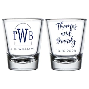 Monogram Wedding Shot Glasses, Custom Monogram Shot Glasses, Personalized Wedding Monogram Shot Glasses, Custom Shot Glasses as Favors (182)