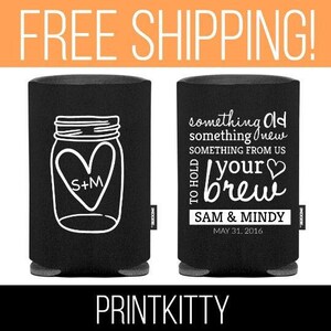 Personalized Wedding Can Cooler Favors, Custom Can Cooler Favors, Custom Beer Huggers Wedding Favors, Personalized Stubby Holder Favors (2)