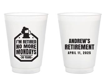 Retirement Party Frosted Cups Favors, Plastic Cups Favors For Retirement Party, Custom Retirement Party Favor, Retirement Frosted Cups (368)