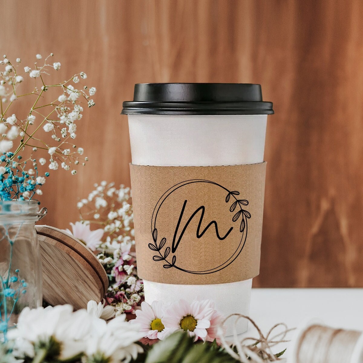 500Pcs Custom Bulk Coffee Cup Sleeves,Personalized Cup Sleeves,Disposa