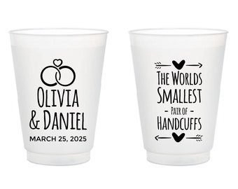 The World'S Smallest Pair Of Handcuffs Wedding Frosted Cups, Wedding Frosted Cup Favor, Custom Wedding Frosted Cup Favors, Frosted Cup (401)