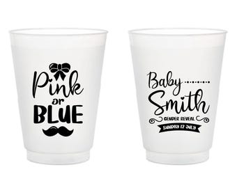 Pink Or Blue Frosted Cup Favors, Gender Reveal Custom Frosted Cup Favors, Personalized Gender Reveal Frosted Cups, Custom Frosted Cups (394)