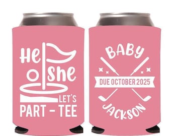 He Or She Let'S Partee Gender Reveal Can Cooler Favors, Customized Golf Gender Reveal Can Cooler Favors, Custom Baby Shower Can Cooler (396)