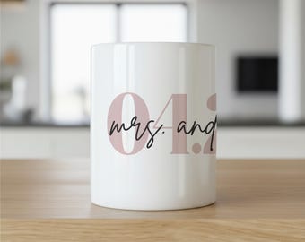 Custom Mugs, Mrs And Date Mugs, Personalized Wedding Mug, Bride Gift Mug, Custom Date Mug, Wedding Keepsake Mugs, Anniversary Gift Mug Gifts