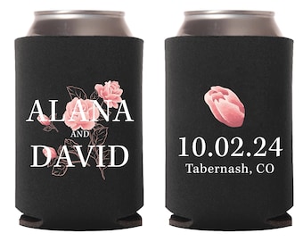 Wedding Can Cooler, Wedding Can Cooler, Personalized Wedding Can Cooler, Wedding Can Cooler Favors, Customized FULL COLOR PRINT Cooler (405)