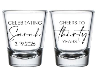 Personalized 30th Birthday Shot Glasses, Custom Birthday Shot Glass Favors, Customized 30th Birthday Shot Glass Favors, Custom Favors (166)