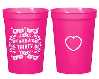 Flirty Thirty Party Stadium Cup, Thirty Birthday Stadium Cup, Fiesta Birthday Favor, Mexican Theme Party, Customized Stadium Cup Favor (462)