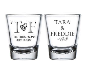 Custom Wedding Shot Glasses, Customized Shot Glasses as Favors, Personalized Shot Glass Wedding Favor, Shot Glass as Favors and Gifts (313)