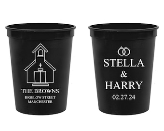 Customized Wedding Stadium Cups as Favors, Beverages Stadium Cups,  Wedding Stadium Cups, Personalized Wedding Cocktail Stadium Cups (305)