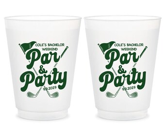 Customized Bachelor Weekend Frosted Cup, Par & Party Bachelor Weekend Frosted Cup Favor, Personalized Bachelor Party Frosted Cup Favor (463)