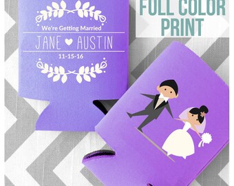 Wedding Can Coolers, Can Coolers, Wedding Coolers, Coolers, Personalized Wedding Gifts, Customized FULL COLOR PRINT Vine Design Coolers