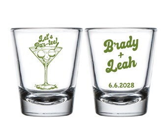 Custom Let's Par-Tee Golf Wedding Shot Glasses, Personalized Golf Wedding Shot Glass Favors, Personalized Shot Glass Favor for Wedding (457)