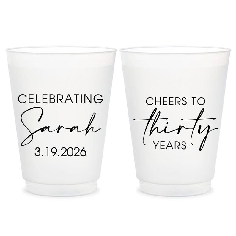 Custom Birthday Cups, Personalized Birthday Cup, 30th Birthday Cups, 30th Birthday Plastic Cup, Custom 30th Birthday Frosted Cup Favor (166) image 3