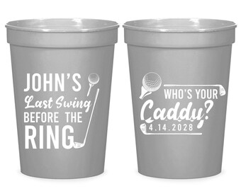 Custom Last Swing Before The Ring Stadium Cups, Bachelor Party Plastic Cup Favors, Who's Your Caddy Bachelor Party Stadium Cup Favors (237)