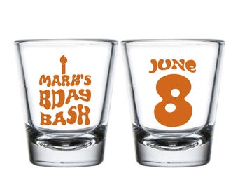 Birthday Bash Shot Glasses, Personalized Birthday Bash Shot Glass Favors, Customized Birthday Bash Shot Glass Favors, Shot Glass Favor (377)