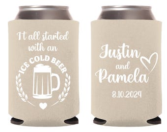 Personalized Can Cooler, Custom Wedding Can Cooler, Can Cooler Favors, Personalized Beer Huggers, Wedding Beer Holders, Stubby Holder (138)
