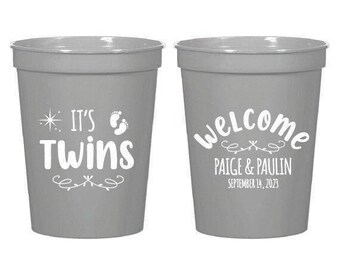 It's Twins Baby Shower Stadium Cup, Custom Baby Shower Stadium Cup Favors, Welcome Baby Shower Stadium Cups, Custom Plastic Cup Favors (235)