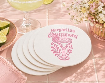Margarita Coasters, Bachelorette Coasters, Fiesta Bachelorette Coaster, Mexican Theme Party, Margarita Matrimony, Custom Drink Coaster (461)