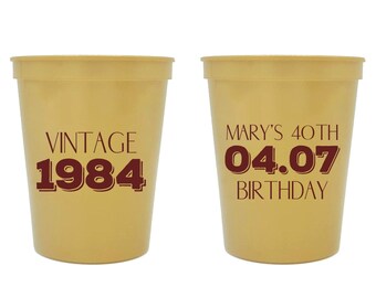 40Th Birthday Stadium Cups, Vintage Birthday Stadium Cups Favors, Custom 40Th Birthday Stadium Cups, Personalized Birthday Stadium Cup (374)