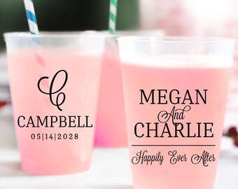 Personalized Frosted Cups Wedding Favors, Custom Wedding Favors, Personalized Plastic Cup Favors, Custom Frosted Cups Wedding Favors (412)