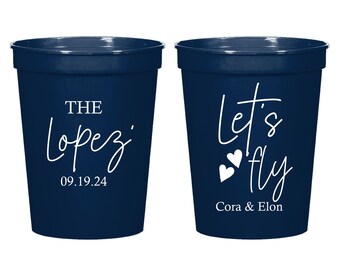 Let's Fly Personalized Wedding Stadium Cups, Stadium Cups for Party, Wedding Stadium Cups, Personalized Wedding Stadium Cups as Favor (297)