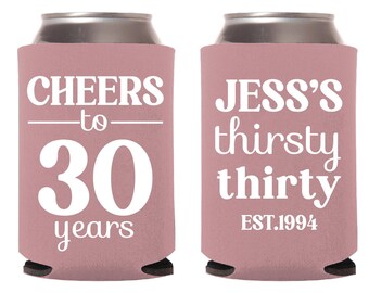 Birthday Can Cooler Favors, 30th Birthday Can Coolers, Personalized Birthday Can Coolers, Customized Birthday Can Coolers, 30th Favors (61)