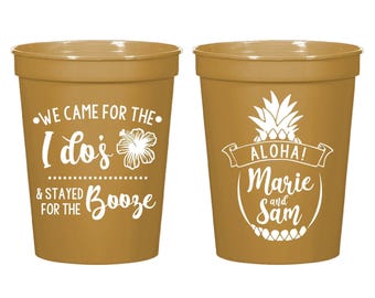 Wedding Stadium Cups, Plastic Stadium Wedding Cups, Custom Wedding Stadium Cups, Wedding Party Stadium Cups, Wedding Party Cups (120)