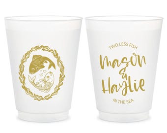 Two Less Fish In the Sea Frosted Cup, Personalized Wedding Frosted Cup, Custom Frosted Cup for Weddings, Personalized Frosted Cup Favor (27)