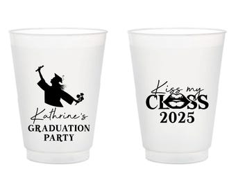 Kiss My Class Frosted Cup Favors, Graduation Party Frosted Cup Favors, Personalized Graduation Party Frosted Cup, Frosted Cup As Favor (392)