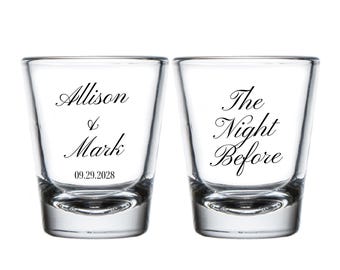 The Night Before Wedding Shot Glass Favors, Personalized Wedding Shot Glasses, Custom Shot Glass, Customized Wedding Shot Glass Favors (450)
