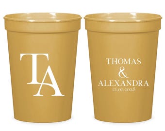 Custom Wedding Stadium Cups Favors, Personalized Wedding Stadium Cups Favors, Stadium Cup For Wedding, Wedding Party Stadium Cup Favor (379)