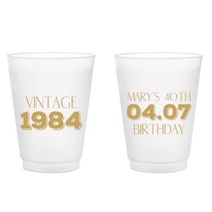40Th Birthday Frosted Cups, Vintage Birthday Frosted Cups Favors, Custom 40Th Birthday Frosted Cups, Personalized Birthday Frosted Cup (374)