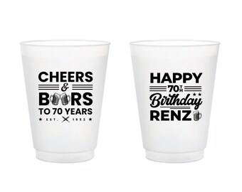 70th Birthday Frosted Cups, Personalized Birthday Frosted Cups, Frosted Cups as Birthday Favor, Custom Frosted Cups for Birthday Party (256)