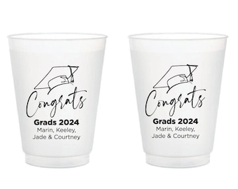 Graduation Party Frosted Cups, Graduation Party Frosted Cups Favors, Personalized Graduation Frosted Cups, Congratulations Frosted Cup (369)