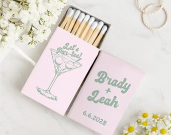Customized Let's Par-Tee Golf Wedding Matchboxes, Personalized Golf Wedding Matchbox Favors, Personalized Matchbox Favors for Weddings (457)