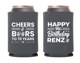 70th Birthday Can Coolers, Personalized Birthday Can Coolers, Can Coolers as Birthday Favors, Custom Can Coolers for Birthday Parties (256)
