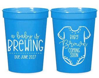 Personalized Stadium Cups Favor, Baby Shower Stadium Cups, Custom Baby Shower Stadium Cup, Personalized Baby Shower Plastic Cup Favors (410)