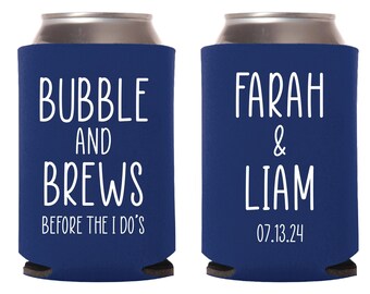 Bubble And Brews Before The I Do's Custom Can Coolers,  Customized Can Coolers as Favors for Weddings, Custom Beer Huggers as Favors (307)