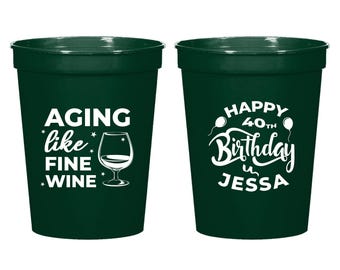 Personalized 40th Birthday Stadium Cup, Customized Birthday Stadium Cup, Stadium Cups as Birthday Favors, Stadium Cups Birthday Favors (249)
