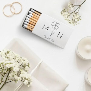 Personalized Wedding Matchboxes, Custom Wedding Matchbox Favors, Personalized Matchbox Wedding Favors, White Head Match Wedding Favors (191)