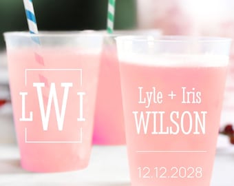 Custom Frosted Cups Wedding Favors, Custom Plastic Cups Wedding Favors, 8oz Frosted Cups, 12oz Frosted Wedding Cups, 16oz Cup Favors (180)