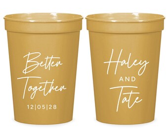 Better Together Stadium Cups, Stadium Cups Wedding Favors, Plastic Cups Wedding Favors, Custom Wedding Favors Stadium Cups, Custom Cup (411)