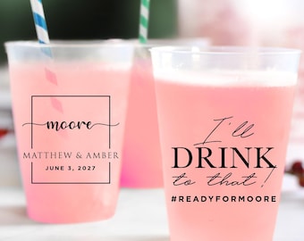 I'll Drink To That Frosted Cups, Personalized Wedding Plastic Cup Favors, Custom Frosted Cups, Wedding Favor Personalized Frosted Cups (112)