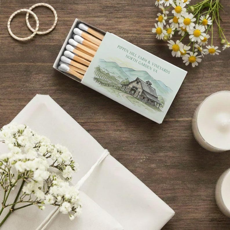Wedding Venue Matchbox Favors, Personalized Wedding Matchboxes, Custom ...