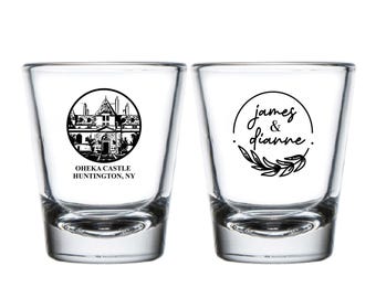 Custom Wedding Venue Illustration Favors, Custom Shot Glasses Wedding Favors, Personalized Wedding Favors, Custom Wedding Shot Glasses (228)
