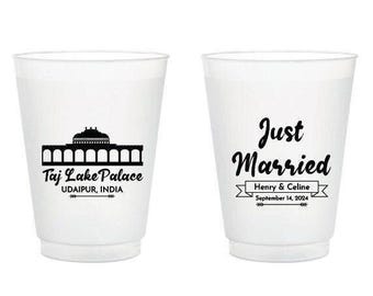 Custom Wedding Favors, Personalized Wedding Frosted Cup, Custom Wedding Venue Illustration Frosted Cup Favor, Custom Frosted Cup Favor (220)